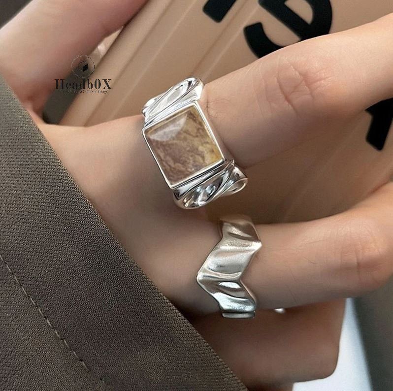 Jewelry Combo 2pcs Simple Irregular Geometric Handmade Ring Size ONE SIZE - 1 Thumbnail