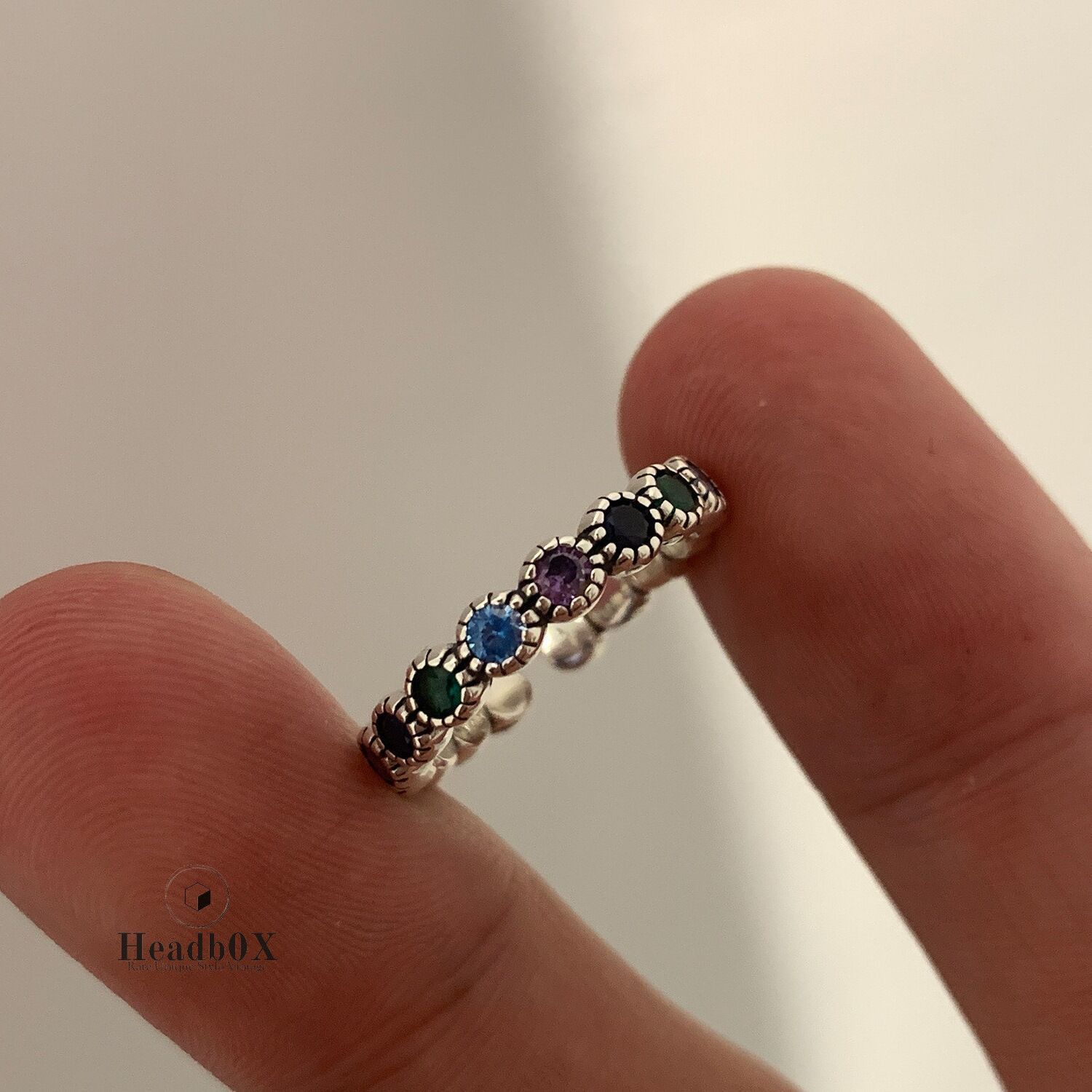 Jewelry Flower Colorful Stone Rings Size ONE SIZE - 3 Thumbnail