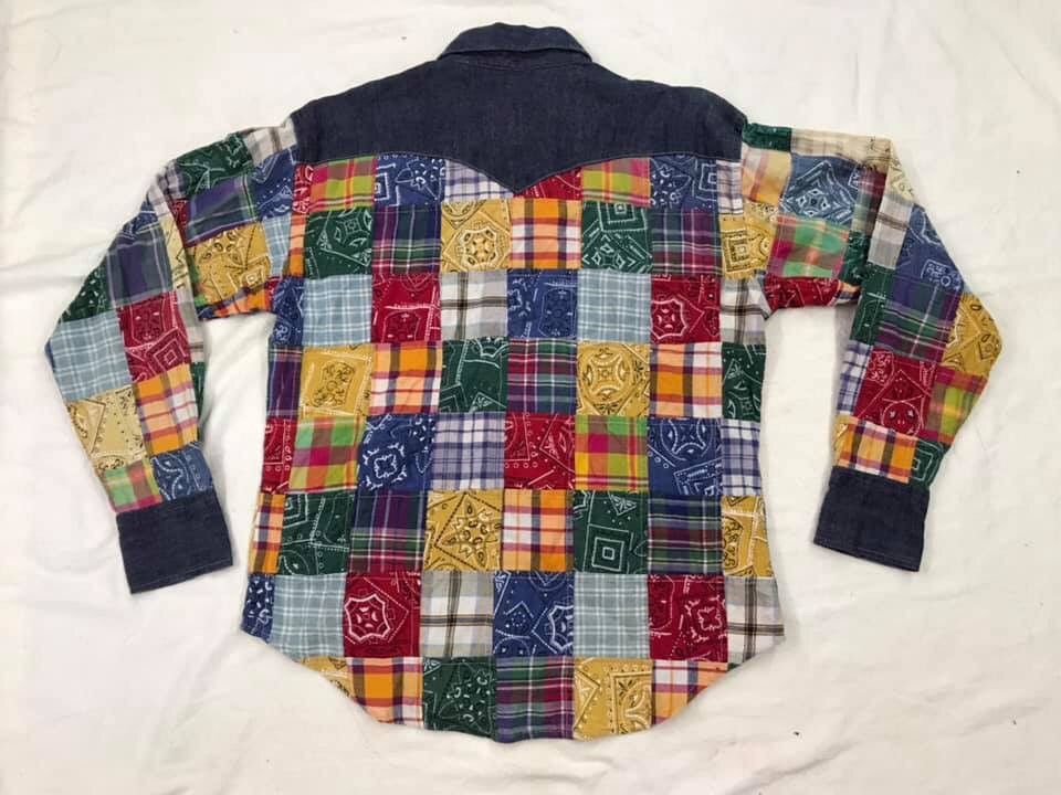 Japanese Brand Vintage Japanese Miki House Patchwork Oxford Shirt Flannels Size US S / EU 44-46 / 1 - 3 Thumbnail