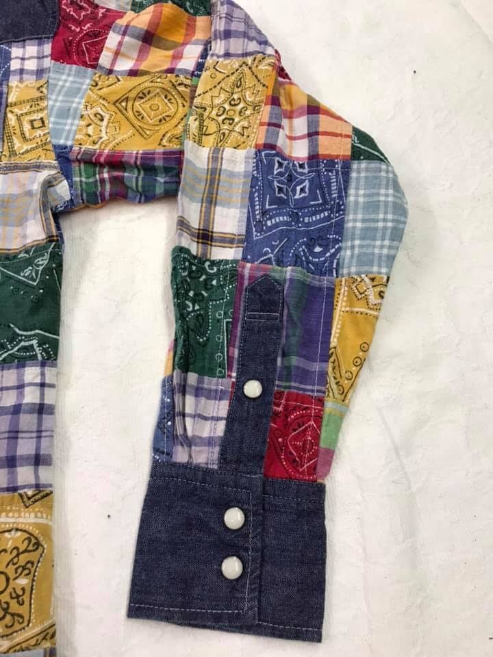 Japanese Brand Vintage Japanese Miki House Patchwork Oxford Shirt Flannels Size US S / EU 44-46 / 1 - 5 Thumbnail