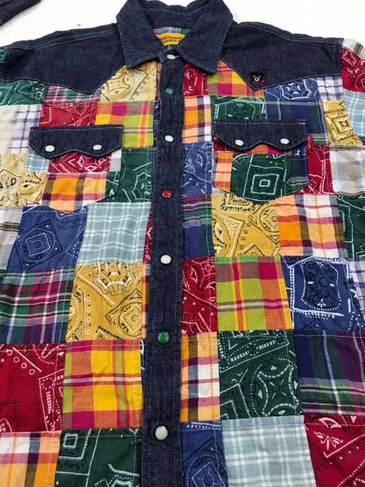 Japanese Brand Vintage Japanese Miki House Patchwork Oxford Shirt Flannels Size US S / EU 44-46 / 1 - 6 Thumbnail