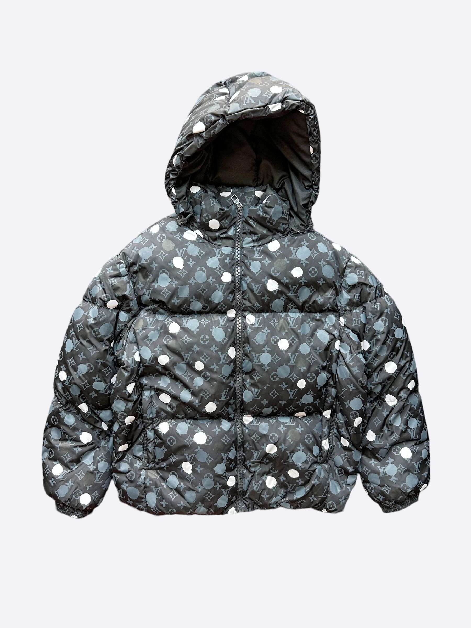 image of Louis Vuitton Yayoi Kusama Polka Dot Monogram Puffer Jacket in Black, Men's (Size Medium)