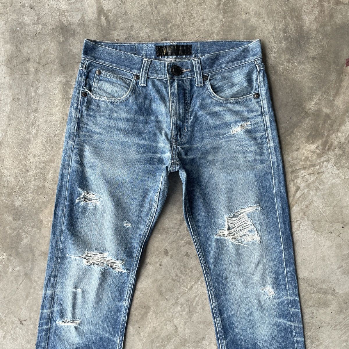 Japanese Brand × Jean Vintage Back Number Faded Distressed Denim Jeans Pants W31 Size US 31 - 3 Thumbnail