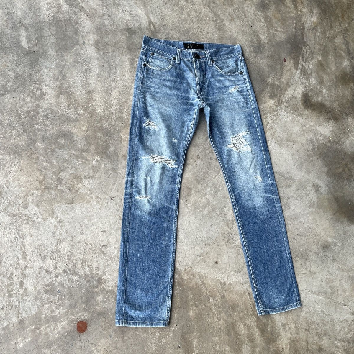 Japanese Brand × Jean Vintage Back Number Faded Distressed Denim Jeans Pants W31 Size US 31 - 2 Thumbnail