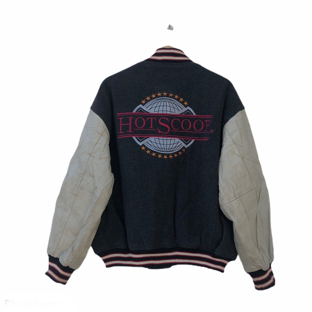 Japanese Brand × SCOOP VARSITY JACKET HOTSCOOP BIG LOGO LEATHER HANDLING RARE Size US L / EU 52-54 / 3 - 2 Thumbnail