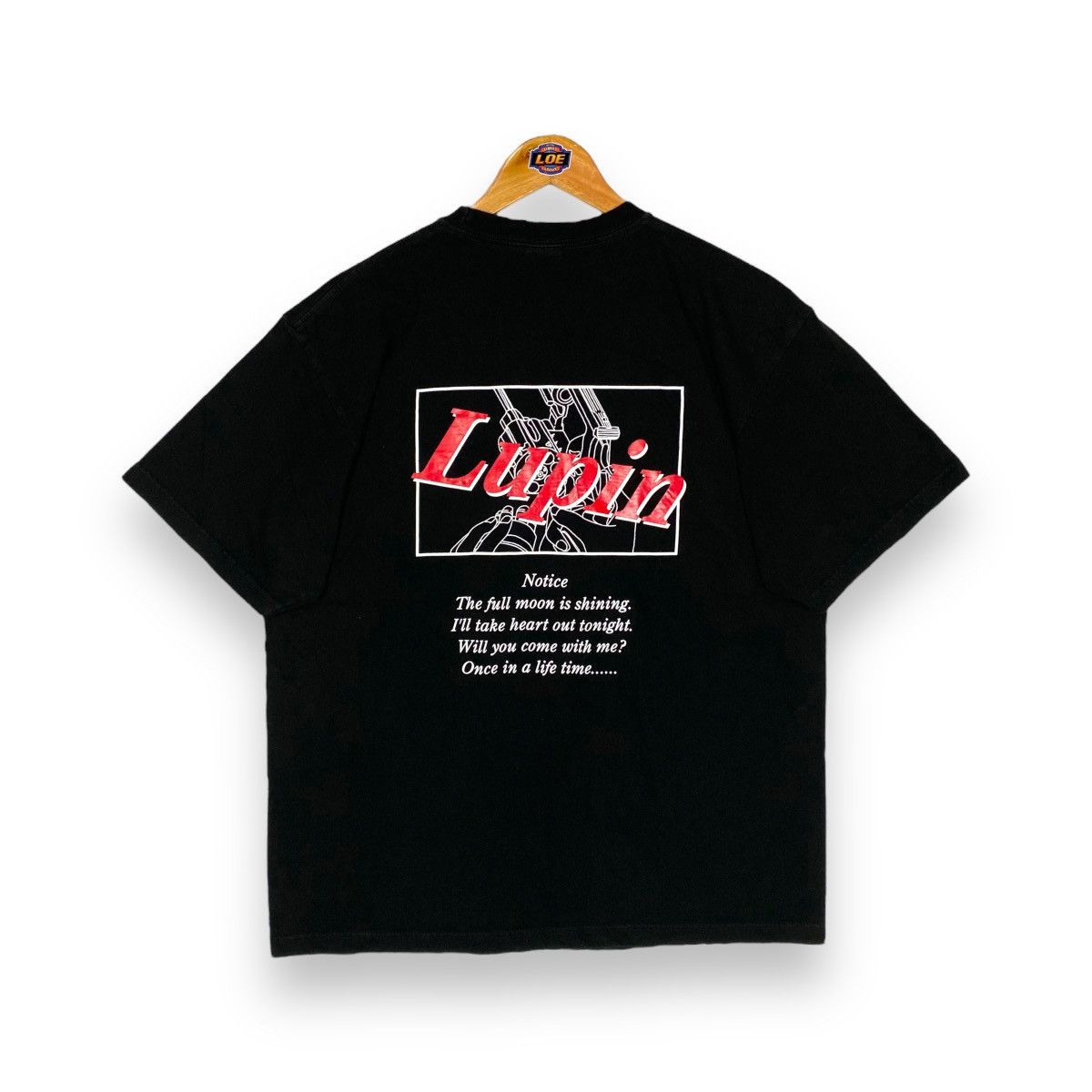 image of Anima x Vintage Lupin The Third Anime Manga Tee Akira Evangelion in Black, Men's (Size XL)