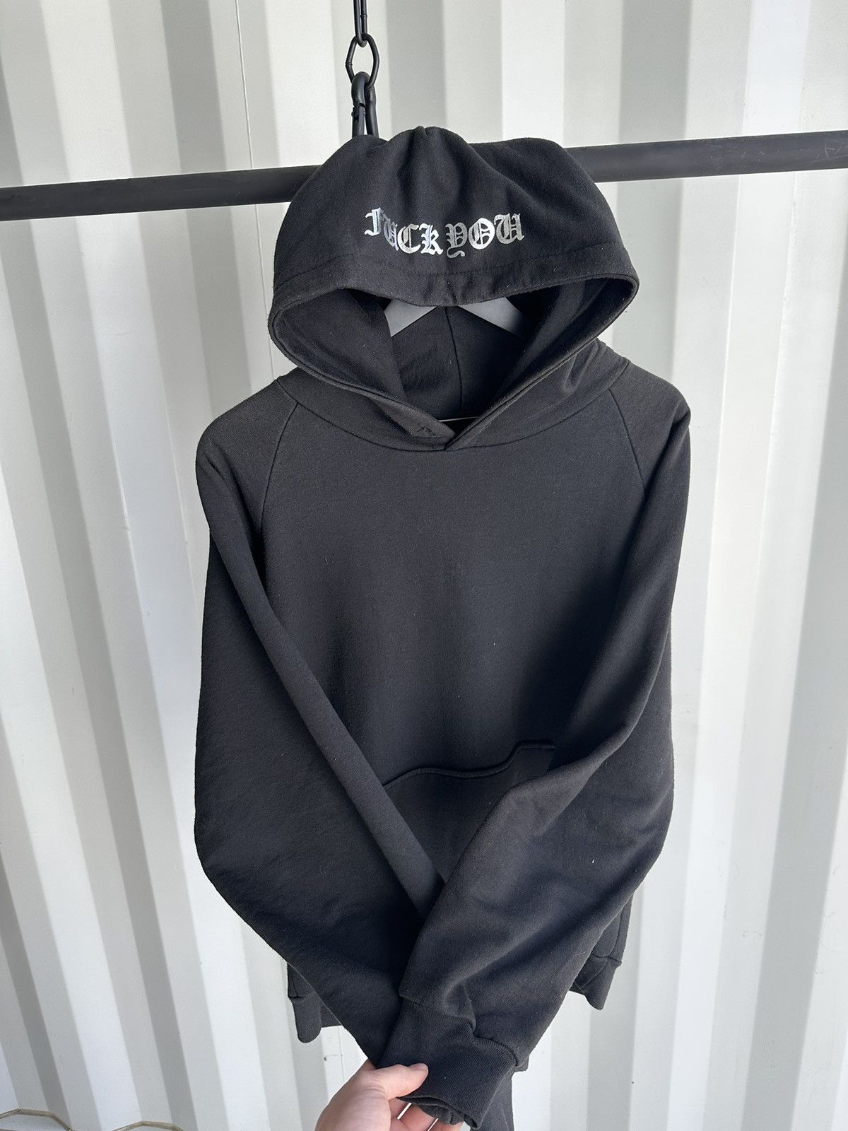 image of Chrome Hearts x Vintage Metallic Fuck You Hoodie in Black, Men's (Size Medium)