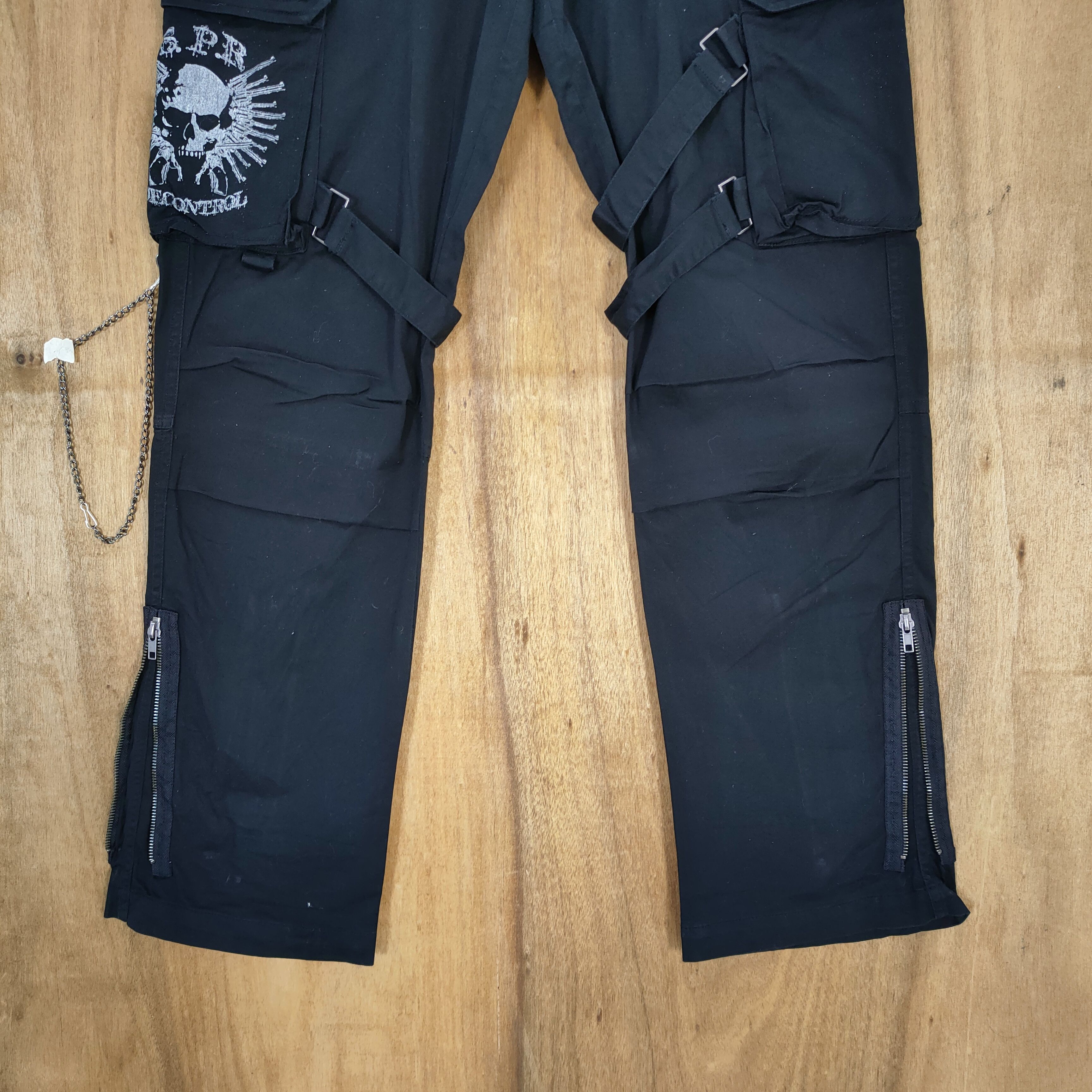 Japanese Brand SEX POT SKULL BLACK BONDAGE CARGO PANTS Size US 32 / EU 48 - 4 Thumbnail
