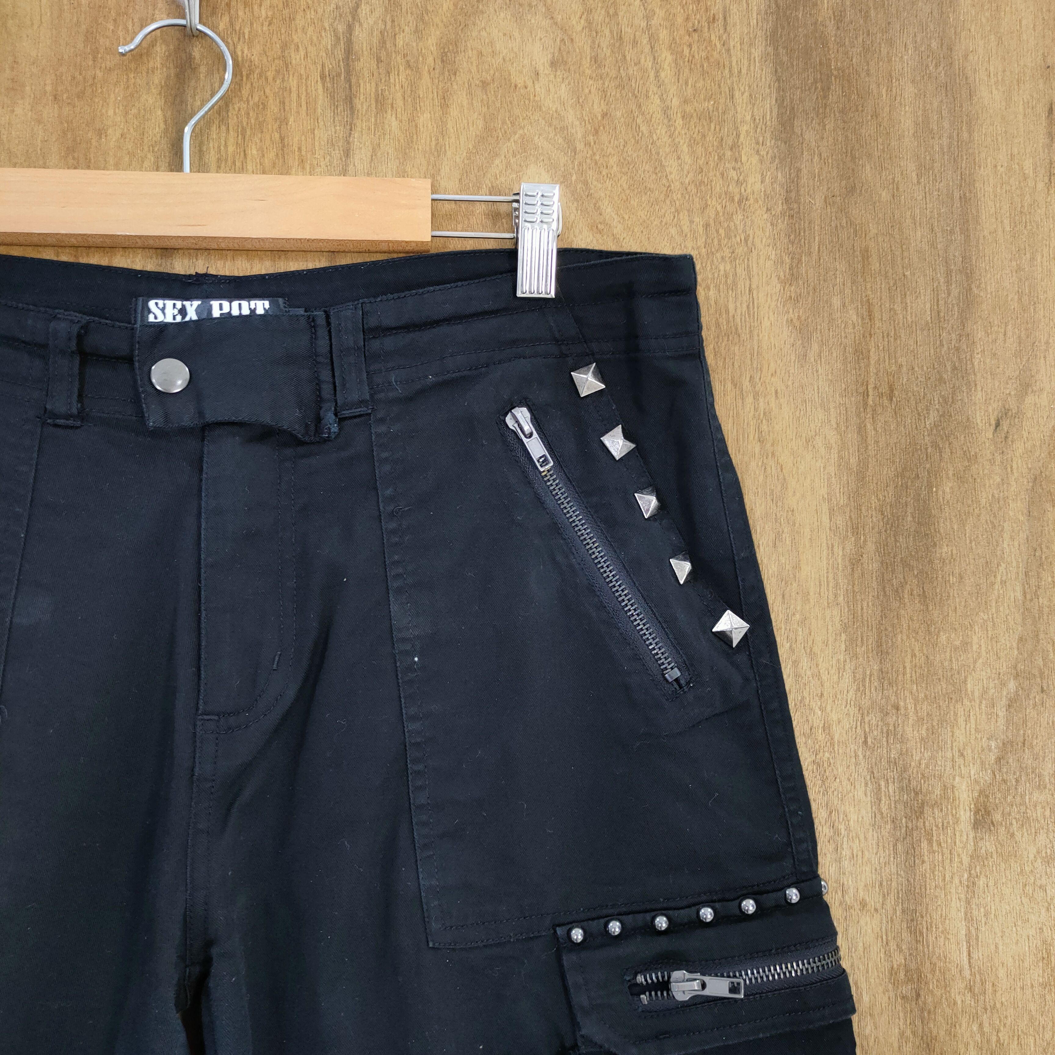 Japanese Brand SEX POT SKULL BLACK BONDAGE CARGO PANTS Size US 32 / EU 48 - 7 Thumbnail