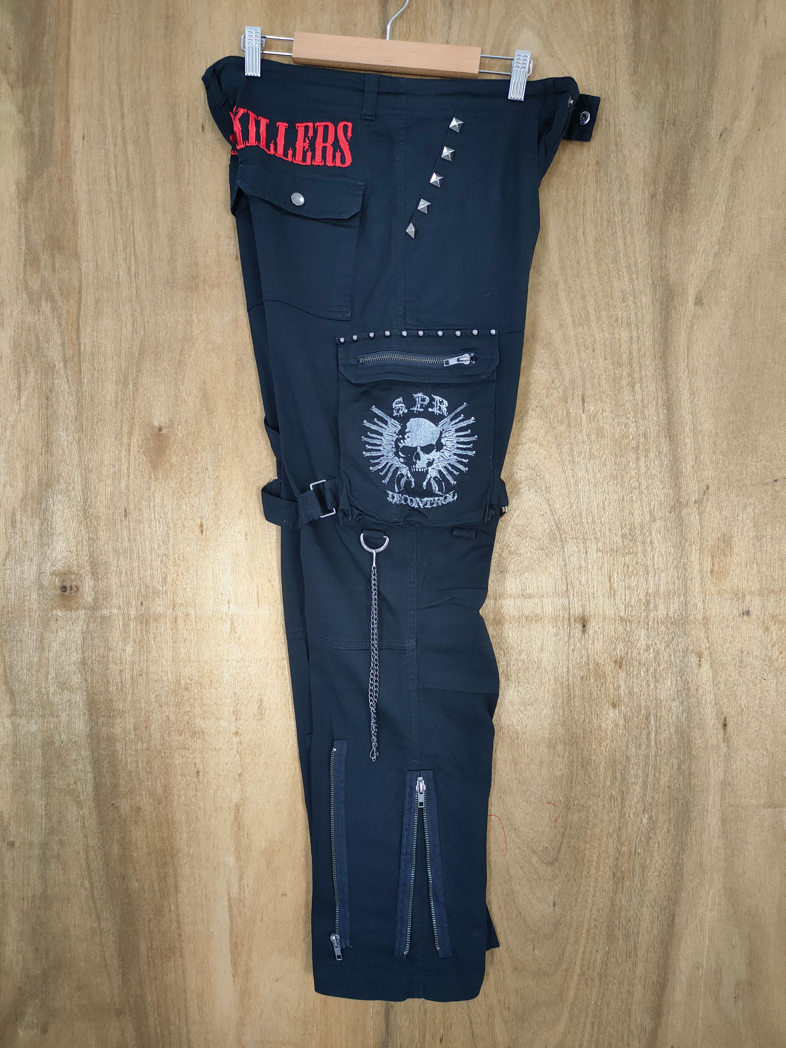 Japanese Brand SEX POT SKULL BLACK BONDAGE CARGO PANTS Size US 32 / EU 48 - 14 Thumbnail