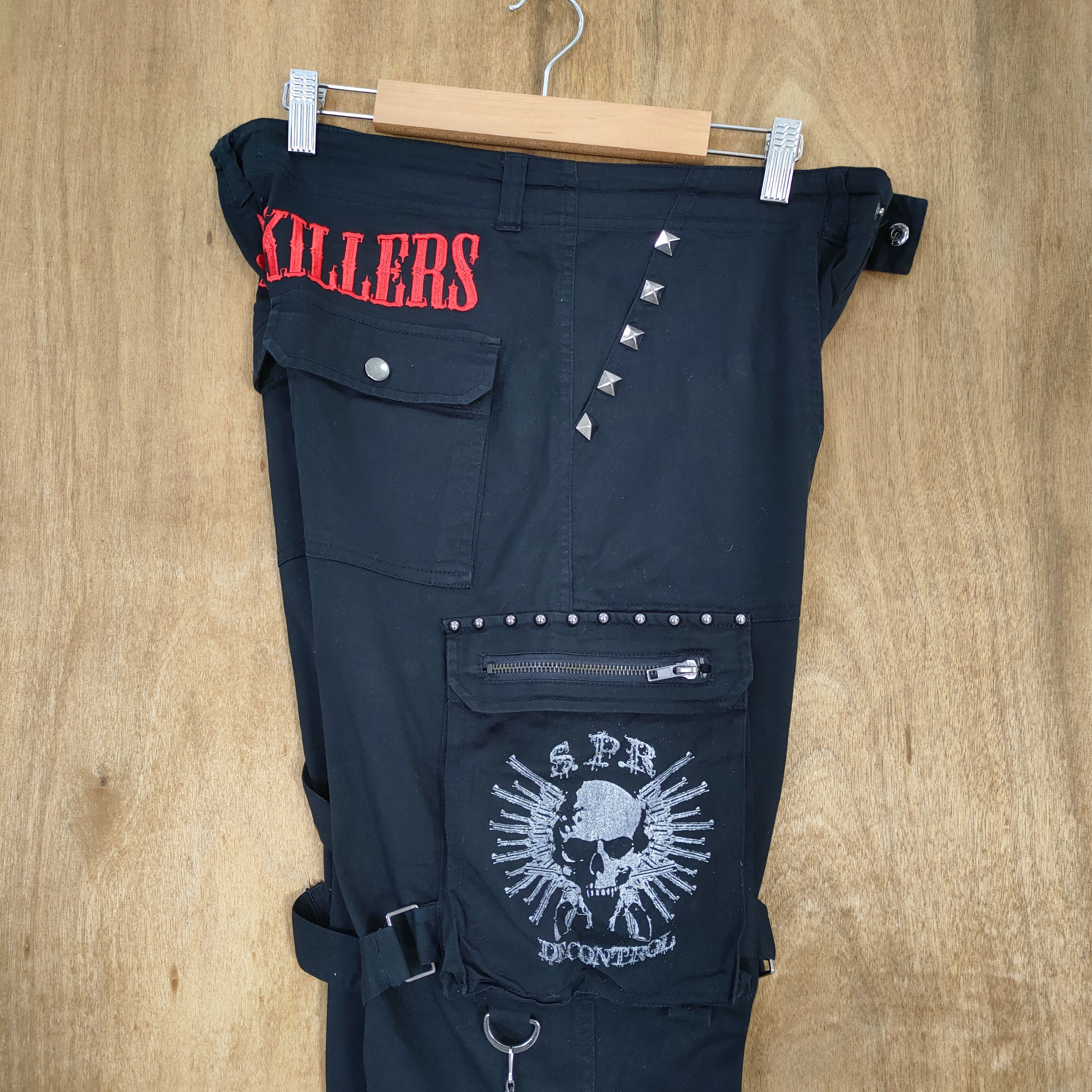 Japanese Brand SEX POT SKULL BLACK BONDAGE CARGO PANTS Size US 32 / EU 48 - 15 Thumbnail