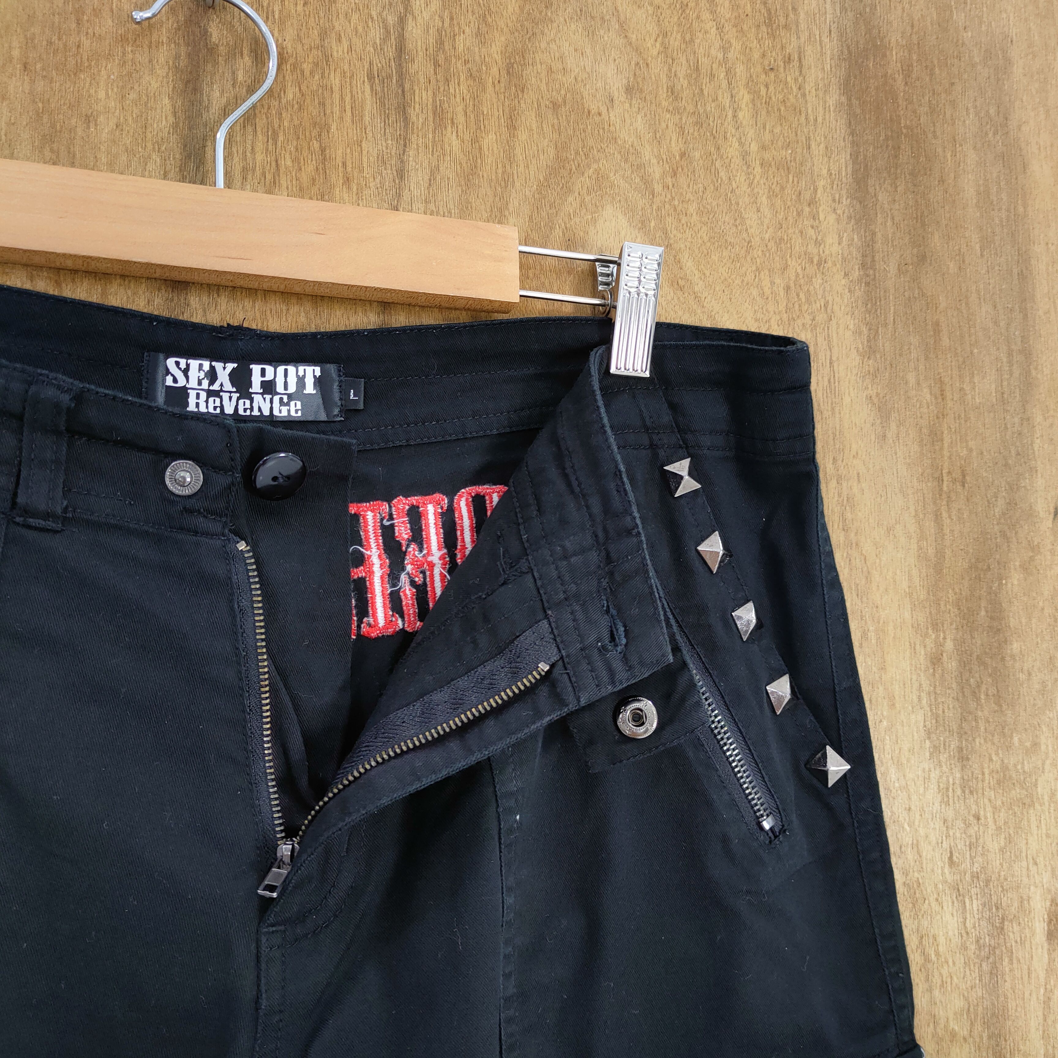 Japanese Brand SEX POT SKULL BLACK BONDAGE CARGO PANTS Size US 32 / EU 48 - 12 Thumbnail