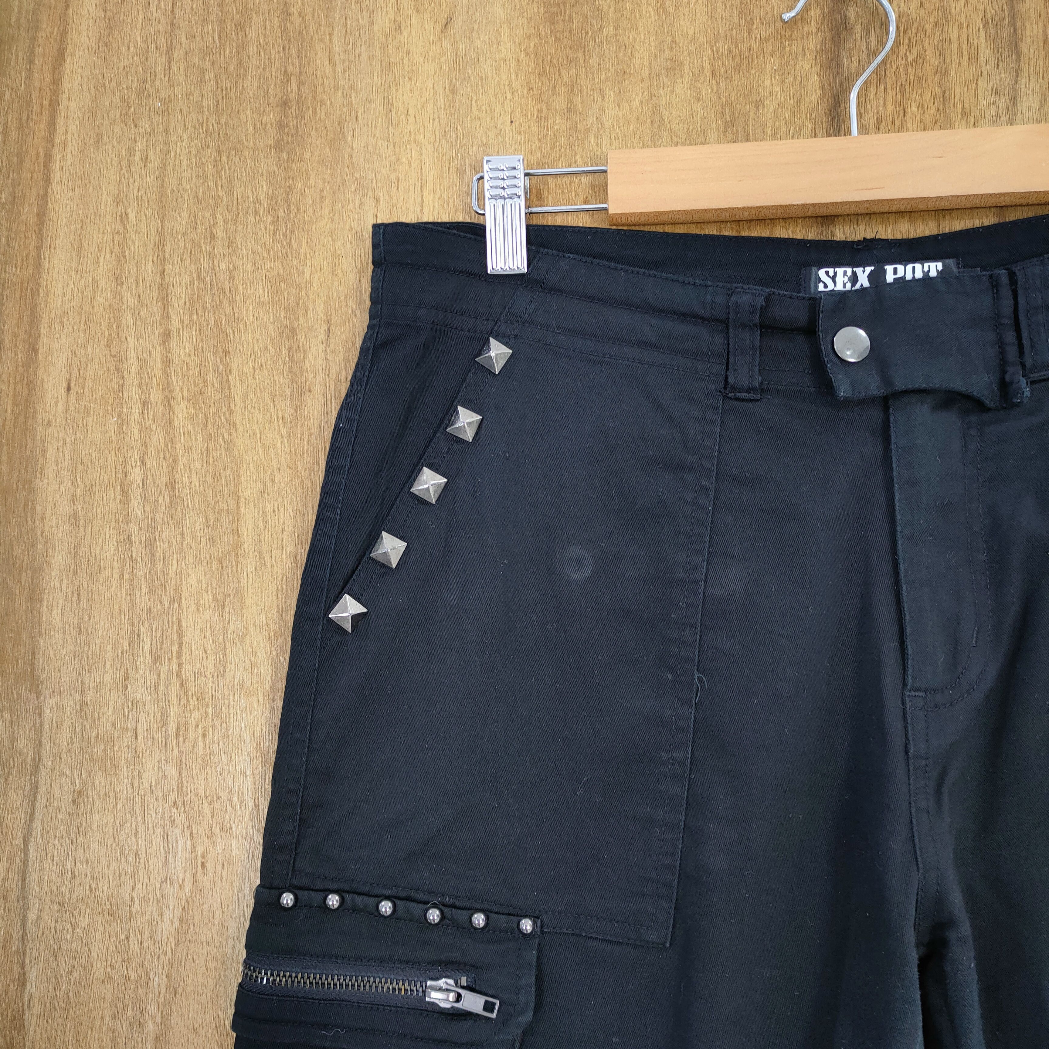 Japanese Brand SEX POT SKULL BLACK BONDAGE CARGO PANTS Size US 32 / EU 48 - 6 Thumbnail