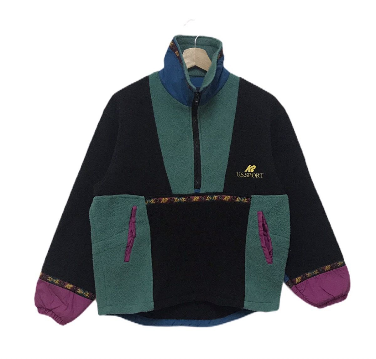 Vintage Vintage 80s US Sports outdoor Fleece Rare Design Size US M / EU 48-50 / 2 - 1 Thumbnail