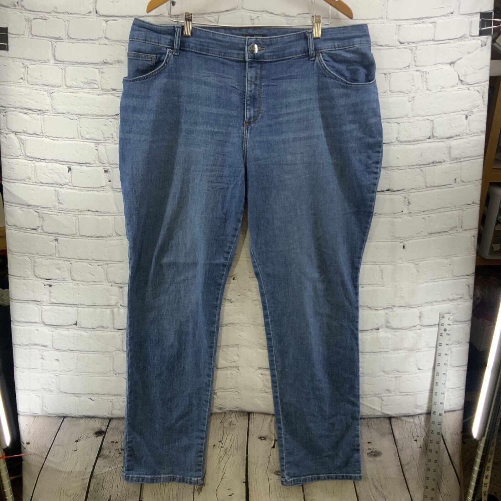 Lee Lee Plus Blue Jeans Womens Plus Sz 20W Long Relaxed Fit Straight ...