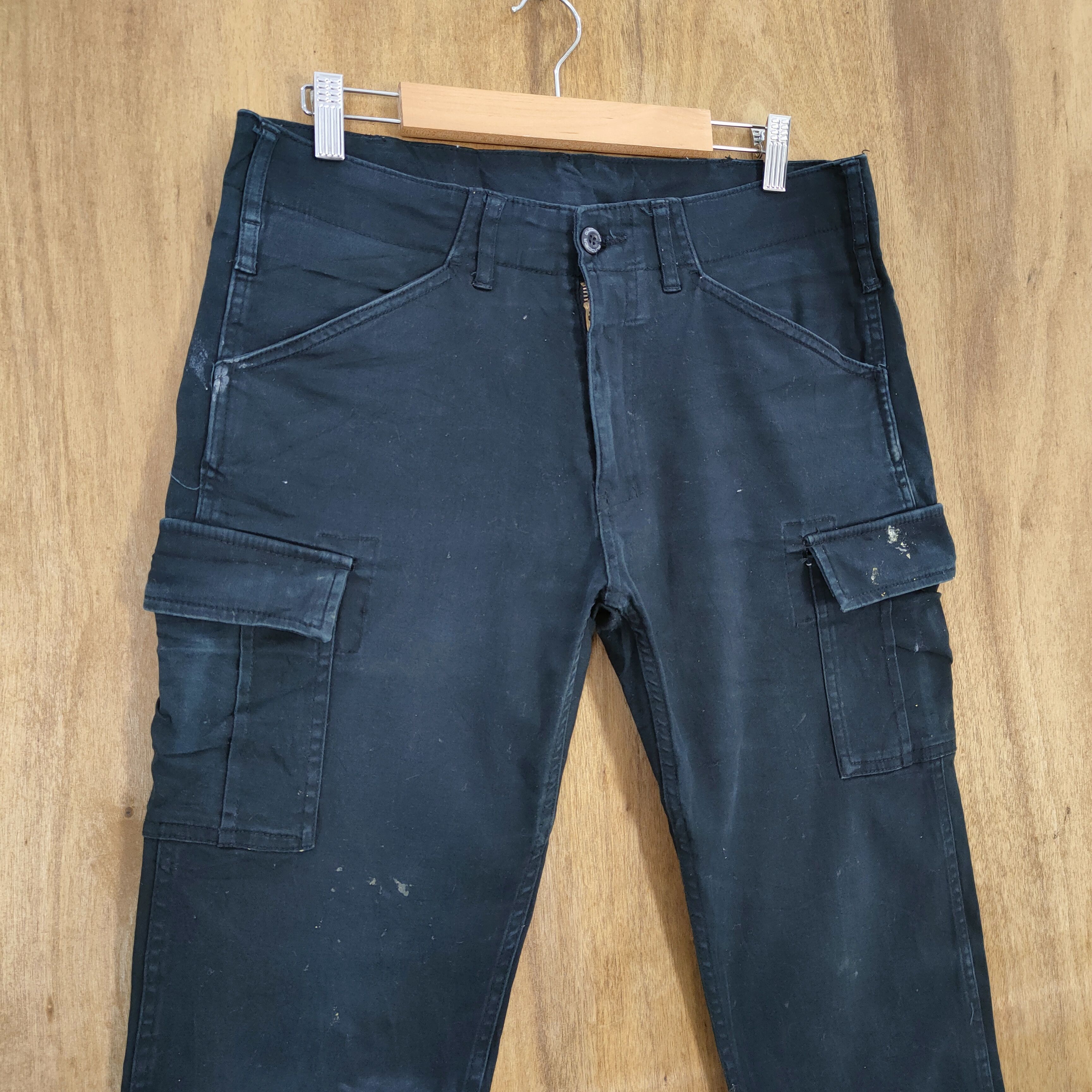 image of Black Skinny Cargo Pants, Men's (Size 32)