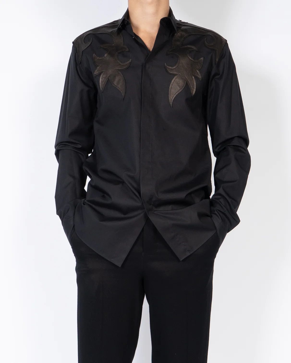 Haider Ackermann FW17 Black Tribal Patch Shirt Sample Size US S / EU 44-46 / 1 - 1 Thumbnail