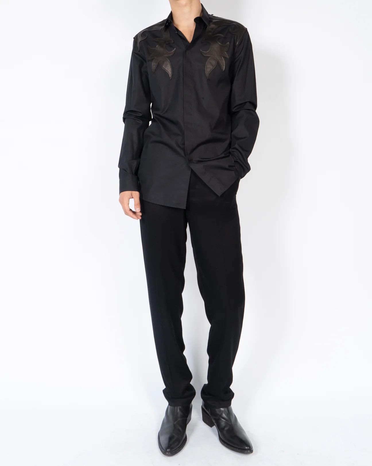 Haider Ackermann FW17 Black Tribal Patch Shirt Sample Size US S / EU 44-46 / 1 - 4 Thumbnail