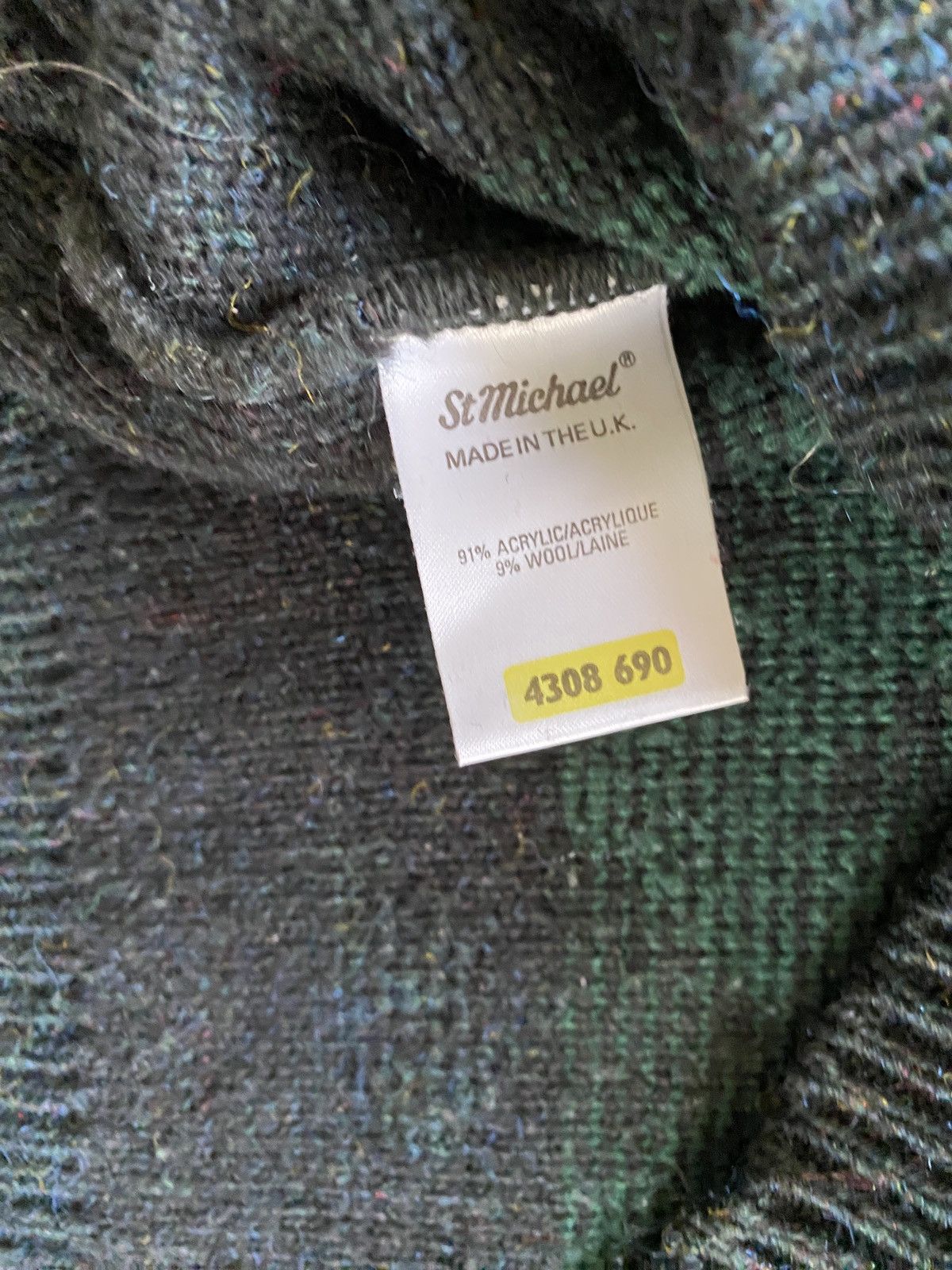 Vintage Vintage 90’s St. Michael Black & Green Knit Sweater Size US XL / EU 56 / 4 - 5 Thumbnail