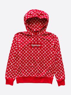 LOUIS VUITTON Supreme Box Logo Hoodie Red XXS LV Auth ak145