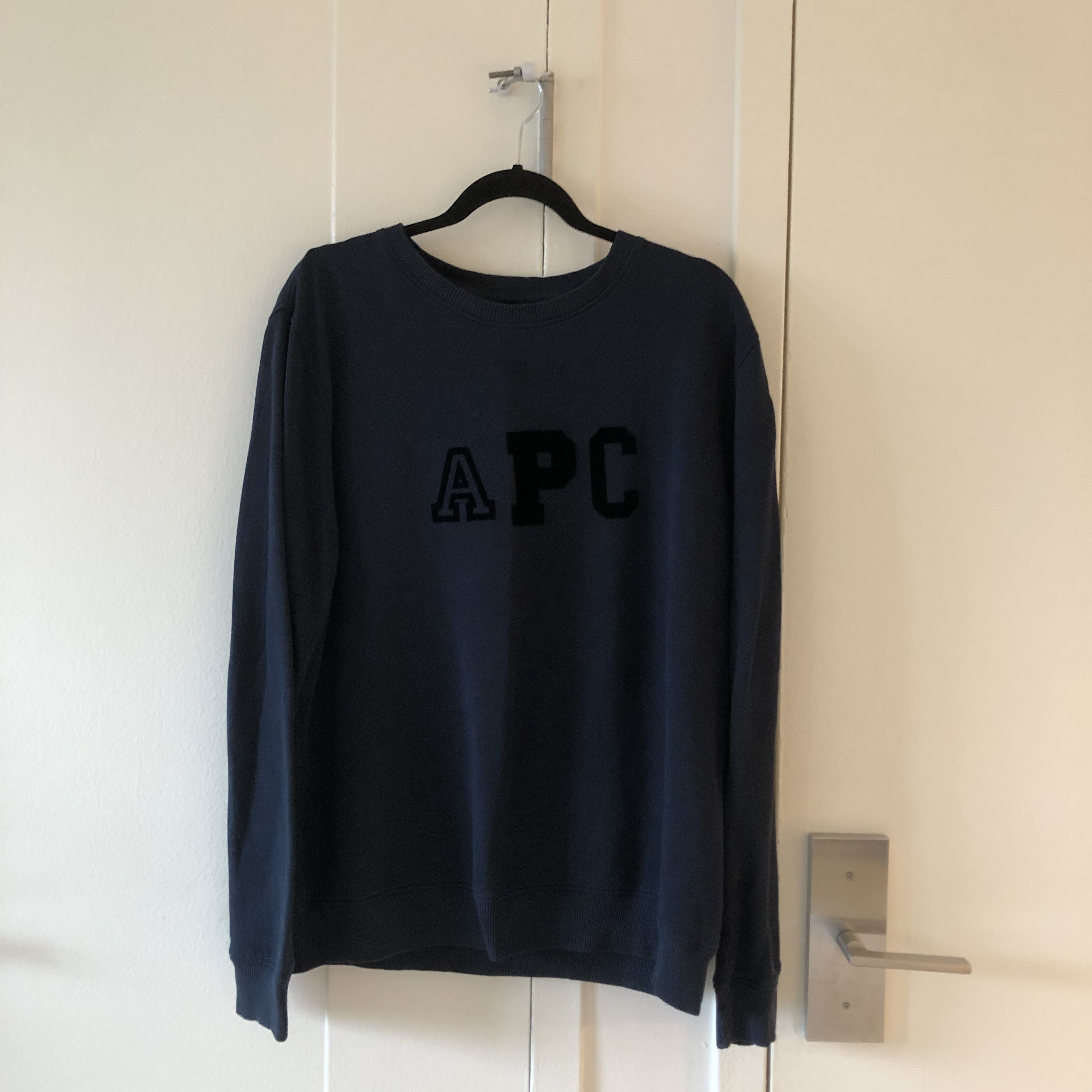 Image of A P C Letter Crewneck in Navy, Men's (Size 2XL)