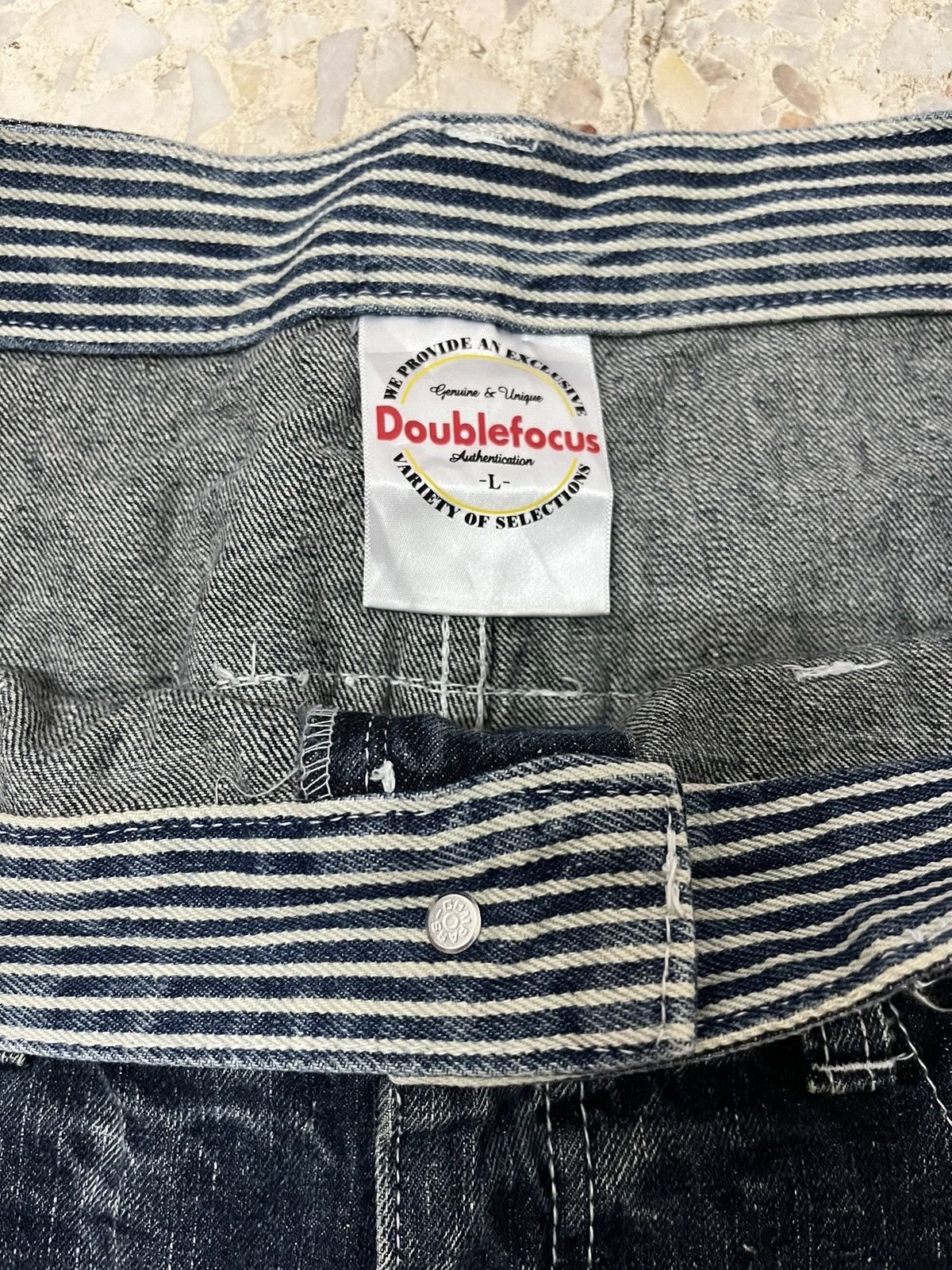 Japanese Brand Japanese brand double focus double waist distressed denim Size US 33 - 7 Thumbnail