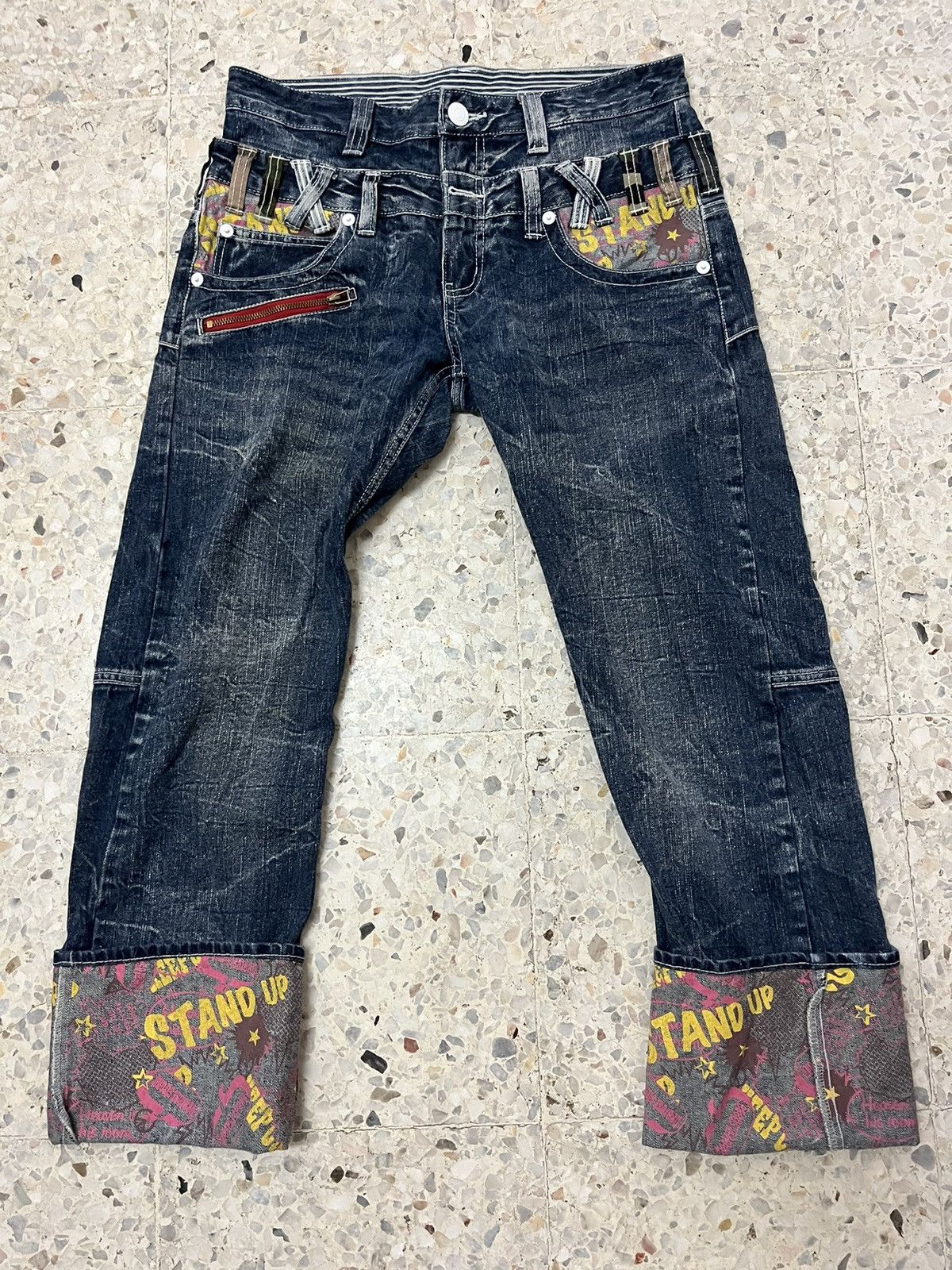 Japanese Brand Japanese brand double focus double waist distressed denim Size US 33 - 3 Thumbnail