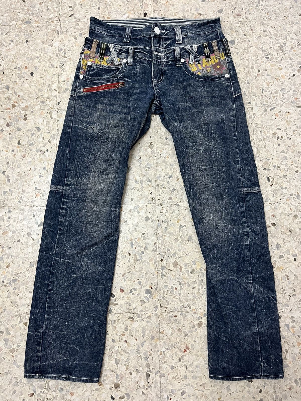 Japanese Brand Japanese brand double focus double waist distressed denim Size US 33 - 1 Thumbnail