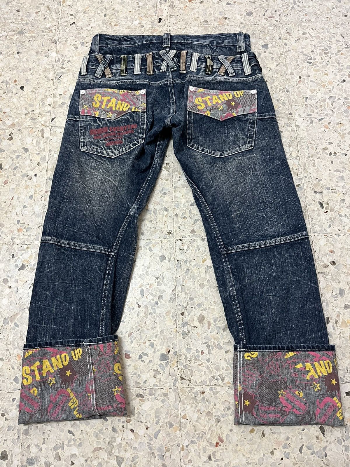 Japanese Brand Japanese brand double focus double waist distressed denim Size US 33 - 11 Thumbnail