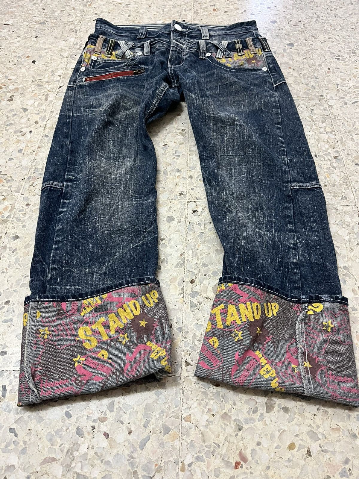 Japanese Brand Japanese brand double focus double waist distressed denim Size US 33 - 4 Thumbnail
