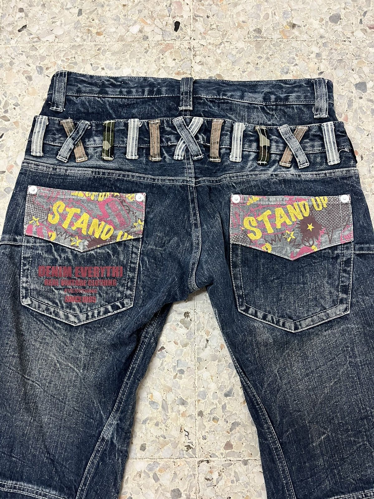 Japanese Brand Japanese brand double focus double waist distressed denim Size US 33 - 5 Thumbnail