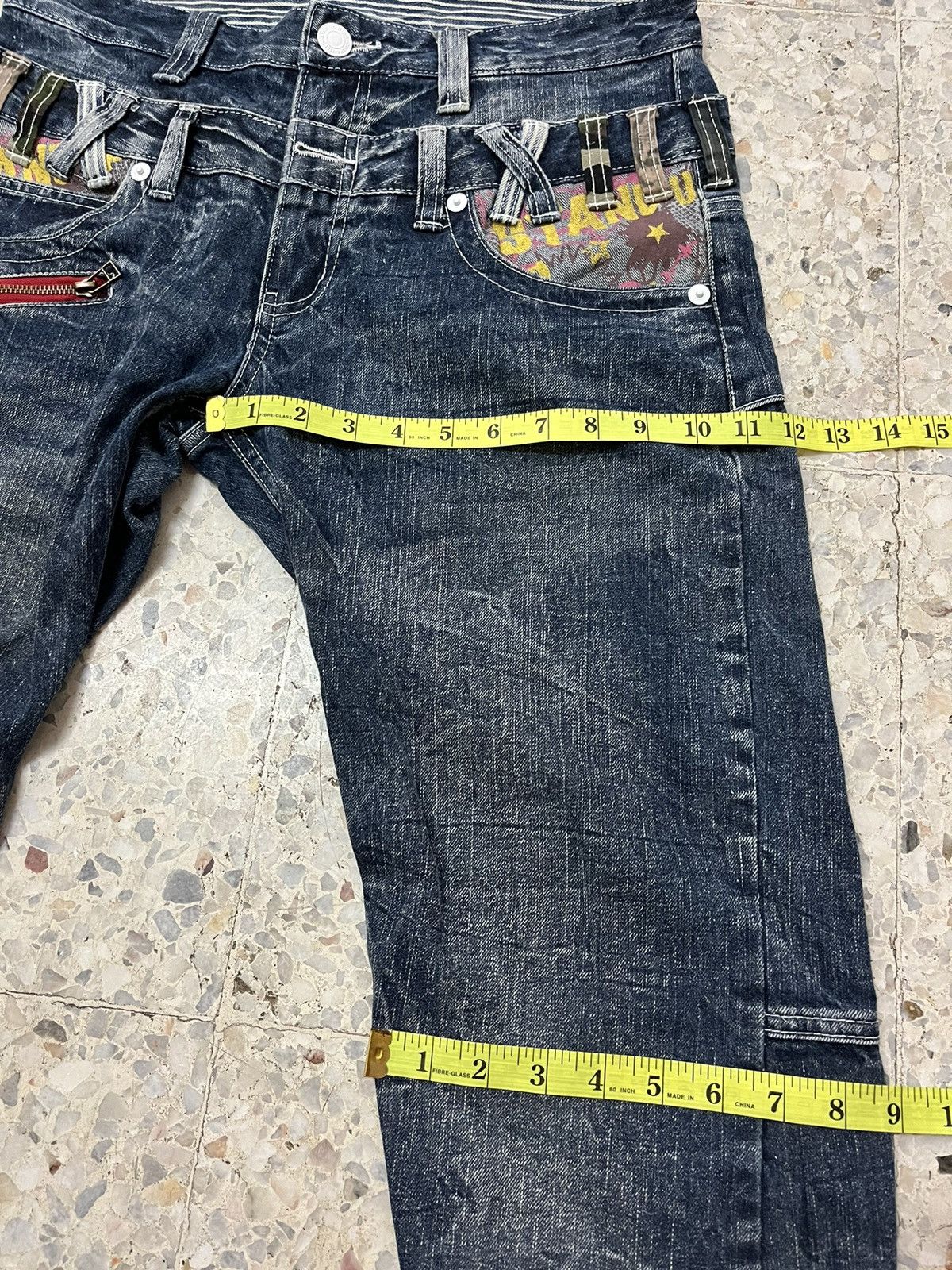 Japanese Brand Japanese brand double focus double waist distressed denim Size US 33 - 15 Thumbnail