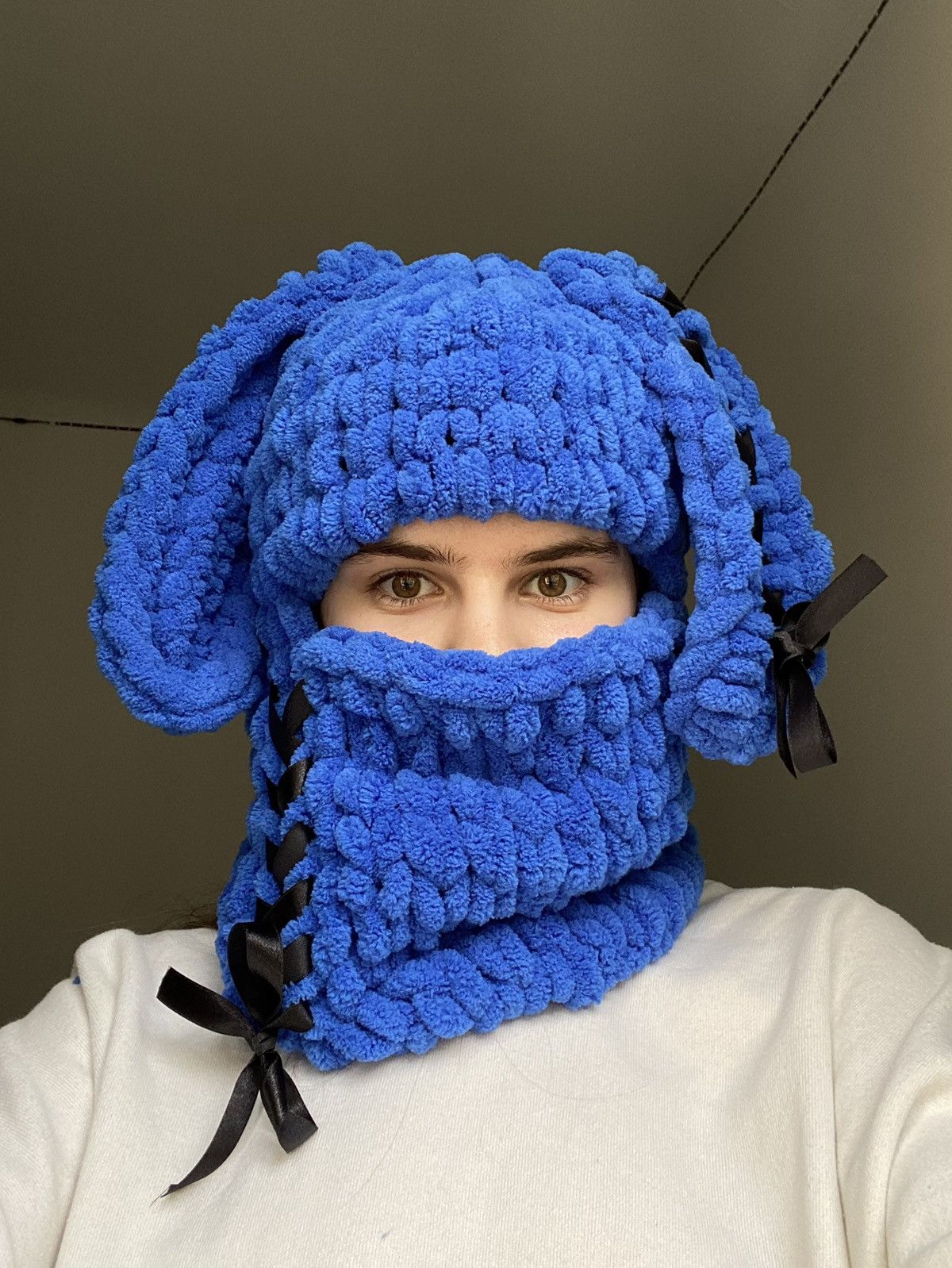 Handmade × Japanese Brand Handmade Knitted Balaclava Ski Mask Bunny Playboy Style Size ONE SIZE - 1 Thumbnail