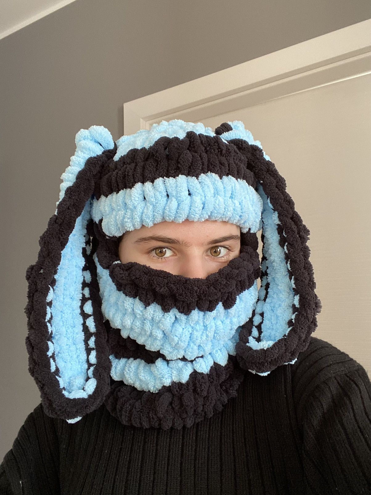 Handmade × Japanese Brand Handmade Knitted Balaclava Ski Mask Bunny Rabbit Style Size ONE SIZE - 2 Thumbnail