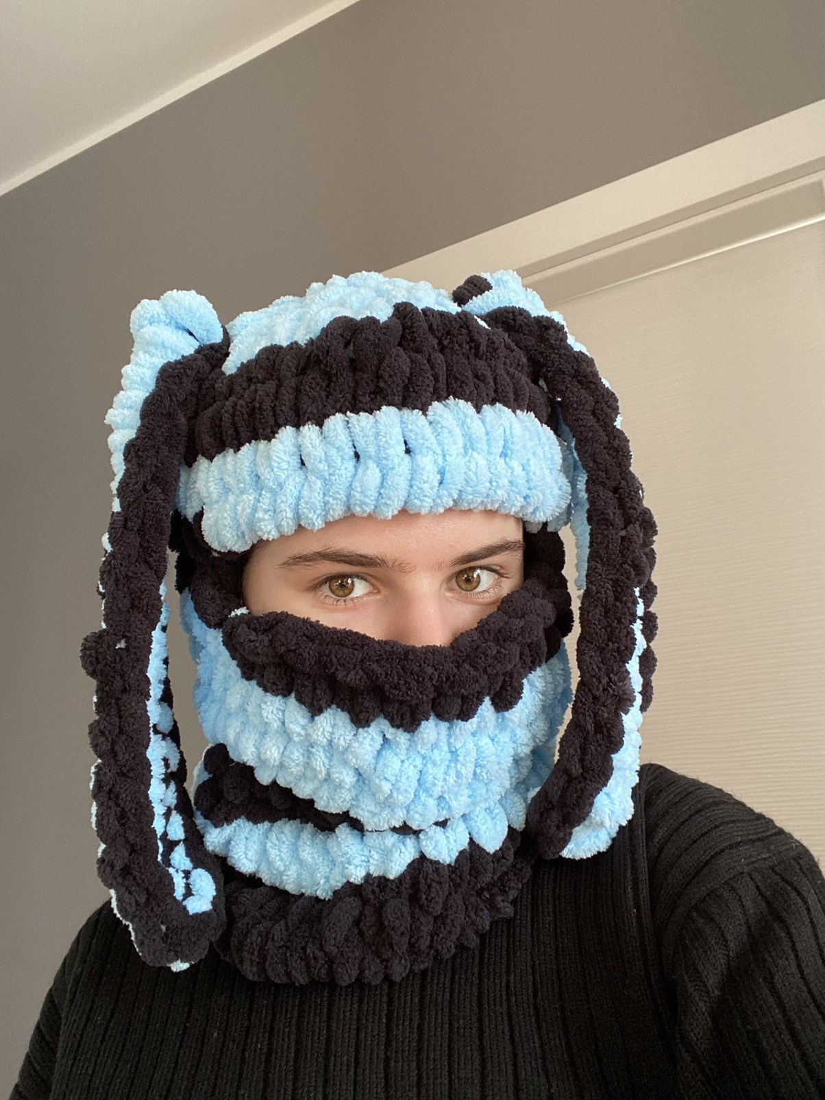 Handmade × Japanese Brand Handmade Knitted Balaclava Ski Mask Bunny Rabbit Style Size ONE SIZE - 1 Thumbnail