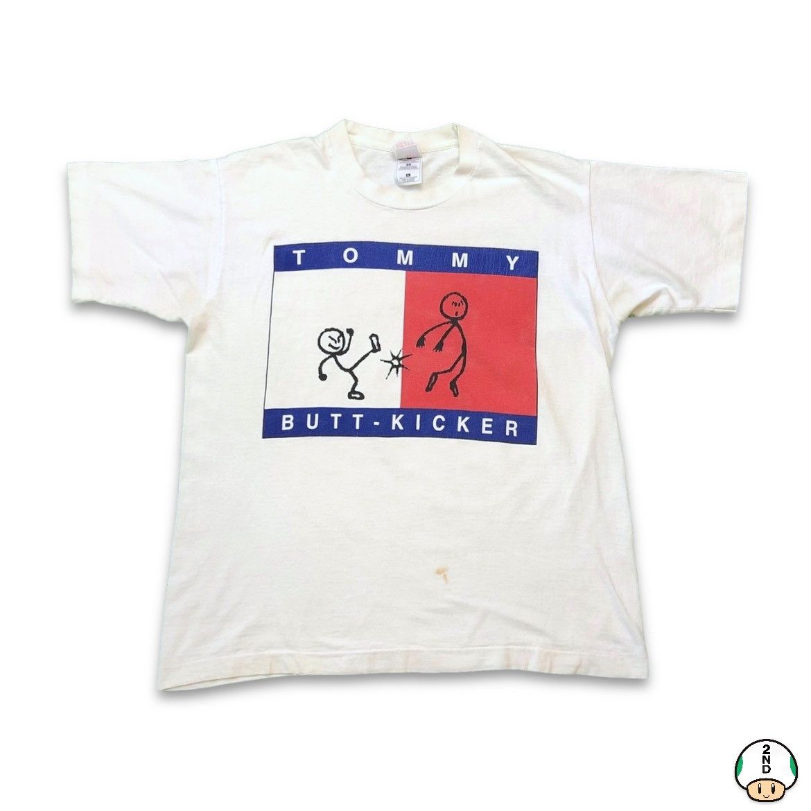 Vintage Vintage 90s Tommy T Shirt Butt Kicker Parody Tee Size US L / EU 52-54 / 3 - 1 Thumbnail