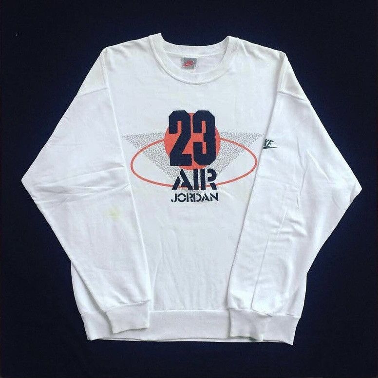 image of NBA x Nike Vintage Nike 23 Air Jordan Sweatshirts in White, Men's (Size Large)