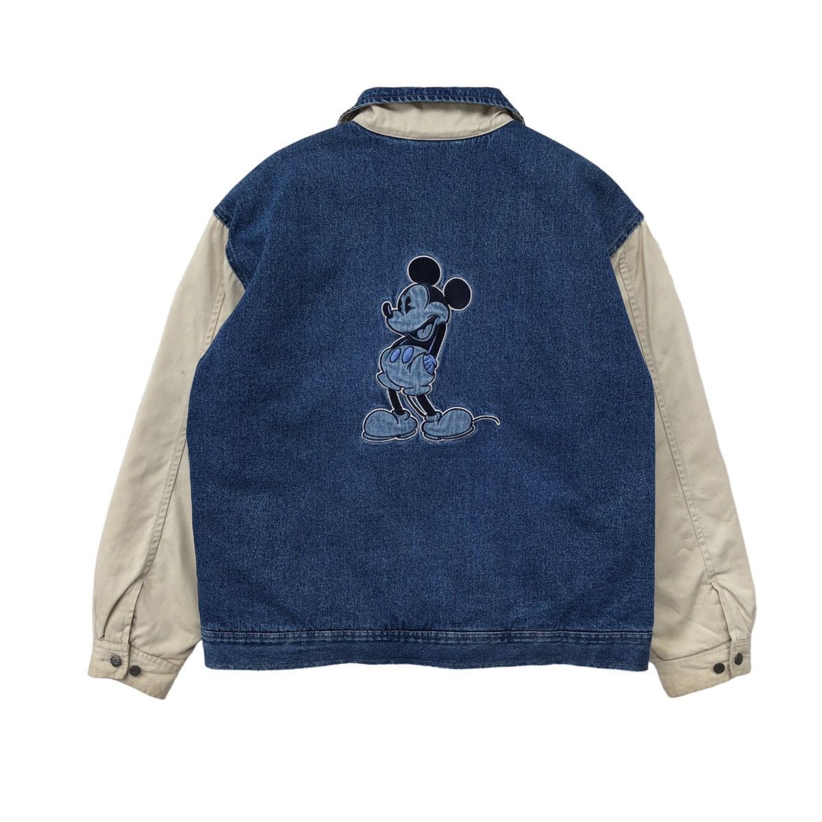 Vintage 🔥Vintage 90s Disney Store Mickey Mouse Denim Varsity Jacket Size US M / EU 48-50 / 2 - 14 Thumbnail