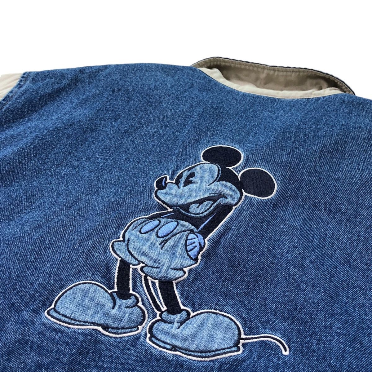 Vintage 🔥Vintage 90s Disney Store Mickey Mouse Denim Varsity Jacket Size US M / EU 48-50 / 2 - 15 Thumbnail