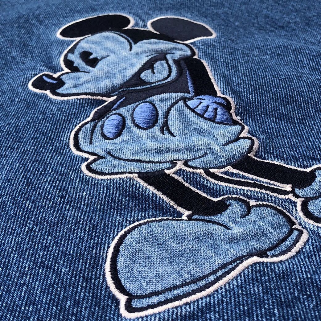 Vintage 🔥Vintage 90s Disney Store Mickey Mouse Denim Varsity Jacket Size US M / EU 48-50 / 2 - 16 Thumbnail