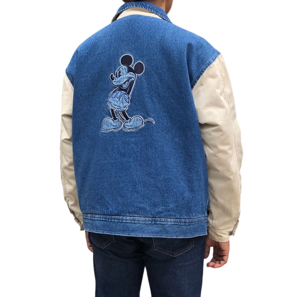 Vintage 🔥Vintage 90s Disney Store Mickey Mouse Denim Varsity Jacket Size US M / EU 48-50 / 2 - 4 Thumbnail