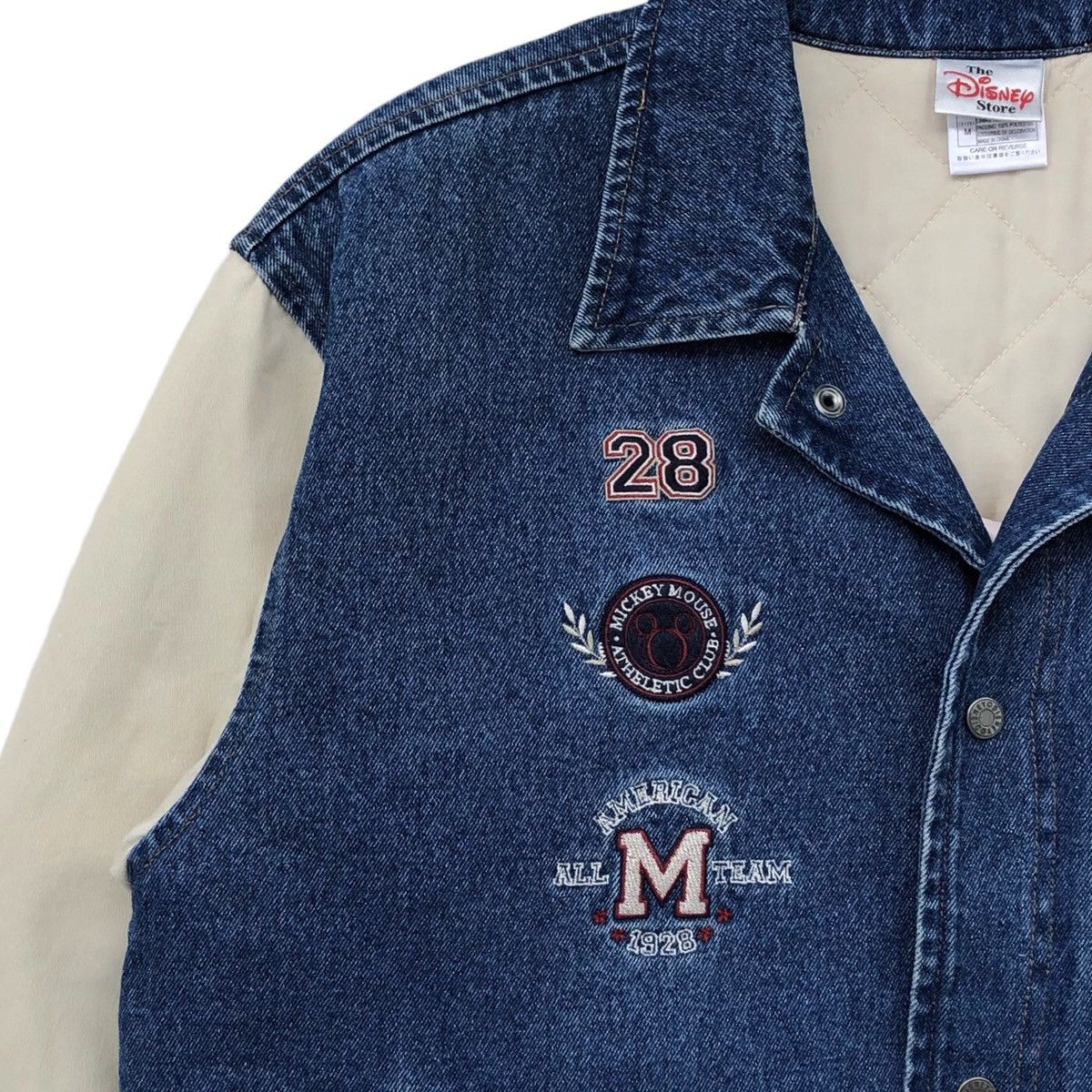Vintage 🔥Vintage 90s Disney Store Mickey Mouse Denim Varsity Jacket Size US M / EU 48-50 / 2 - 9 Thumbnail
