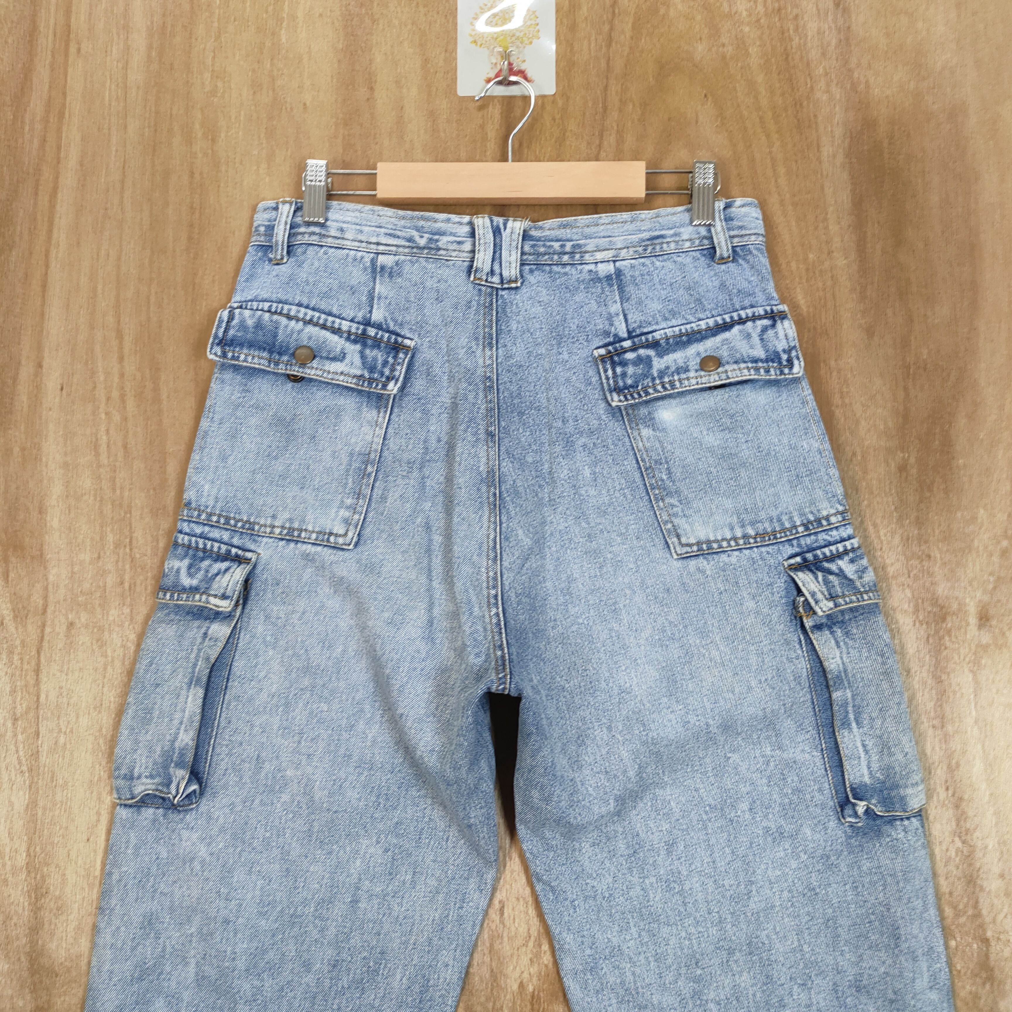 Japanese Brand × Vintage VINTAGE MANX FADED LIGHT BLUE JEANS CARGO PANTS Size US 30 / EU 46 - 6 Thumbnail