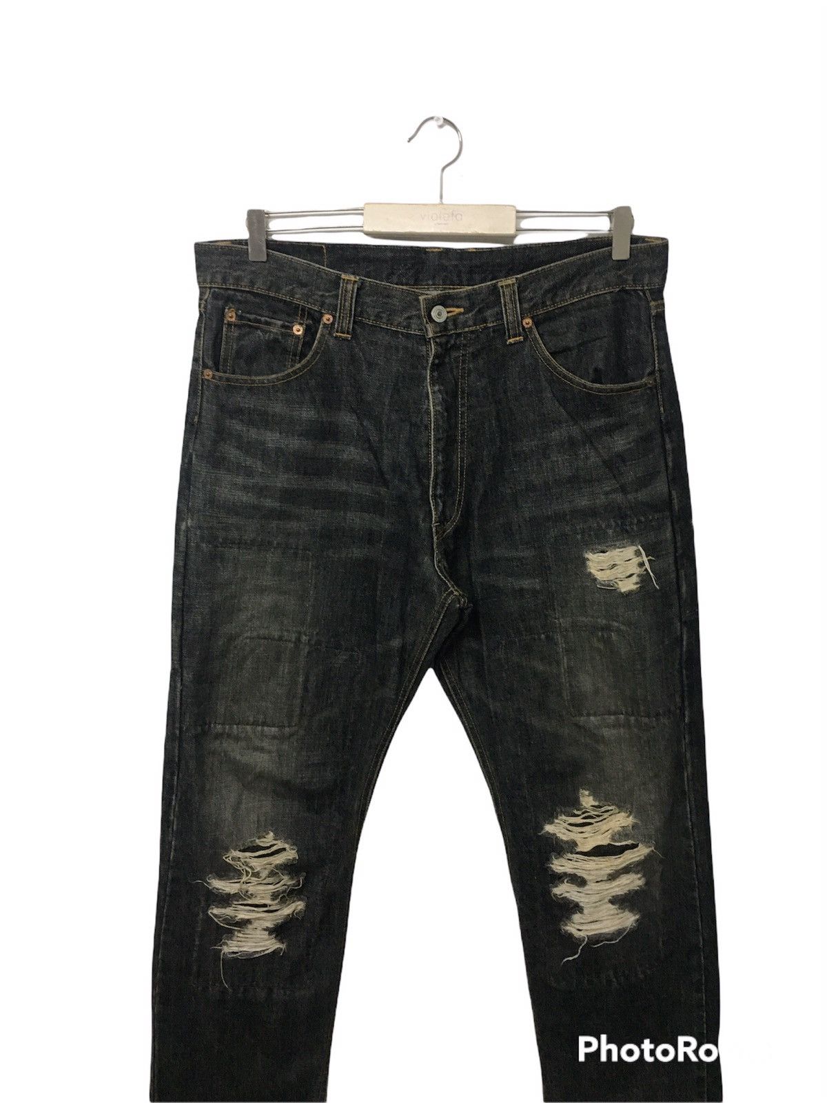 Japanese Brand Japanese Brand Black Trasher Denim Size US 35 - 3 Thumbnail