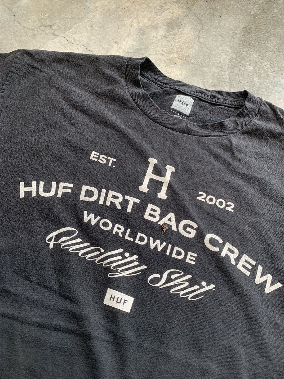Sun Faded HUF Dirt Bag Crew Quality Shit Skateboard Tshirt