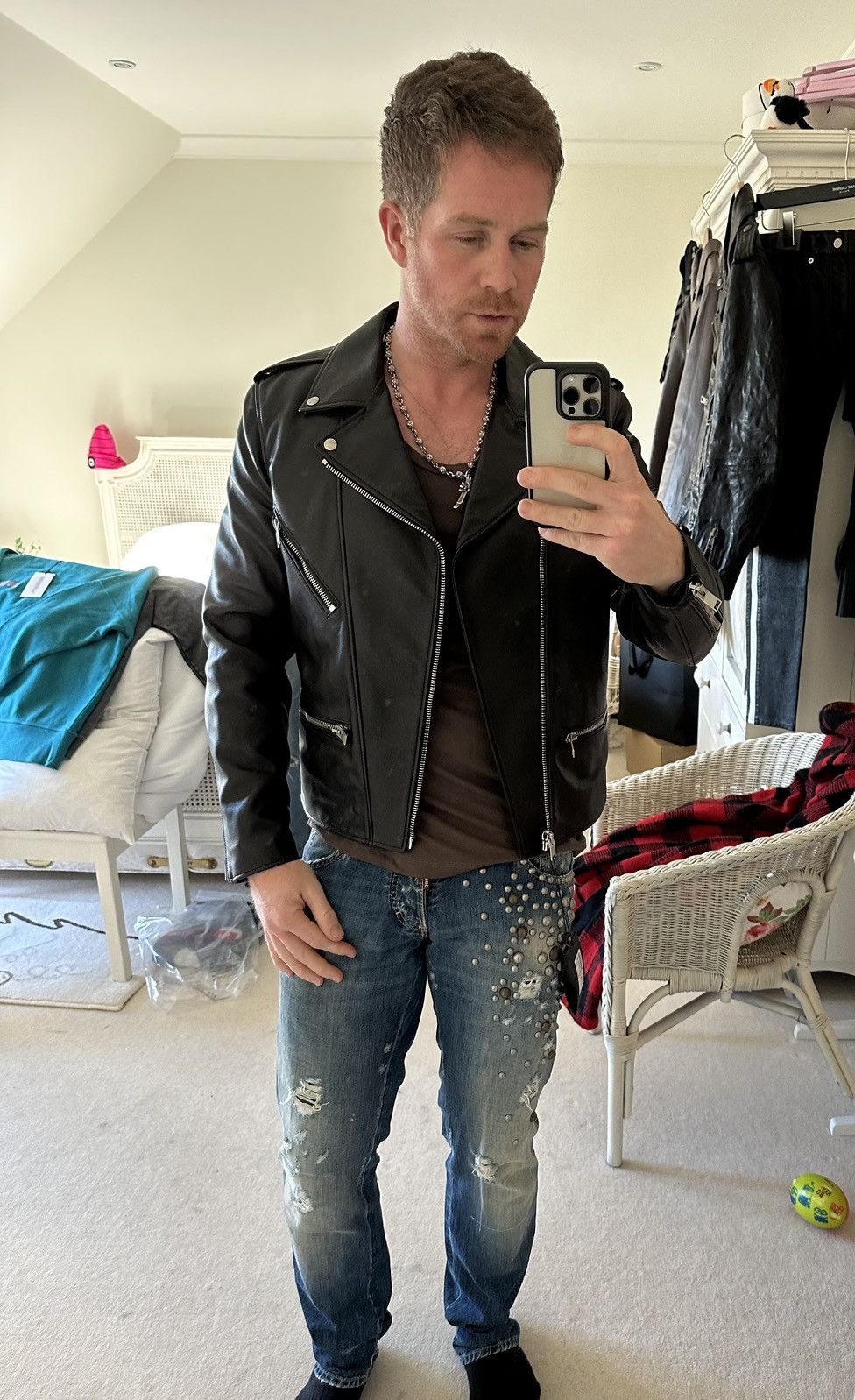 Saint Laurent Paris SS14 Saint Laurent leather biker jacket BNWT Hedi Slimane 52 Size US L / EU 52-54 / 3 - 3 Thumbnail