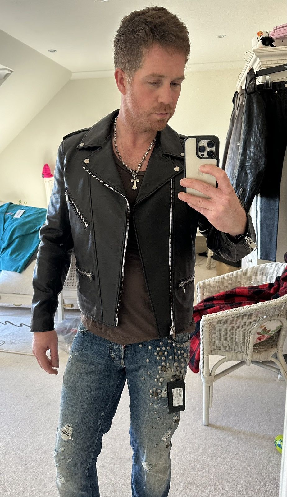 Saint Laurent Paris SS14 Saint Laurent leather biker jacket BNWT Hedi Slimane 52 Size US L / EU 52-54 / 3 - 7 Thumbnail