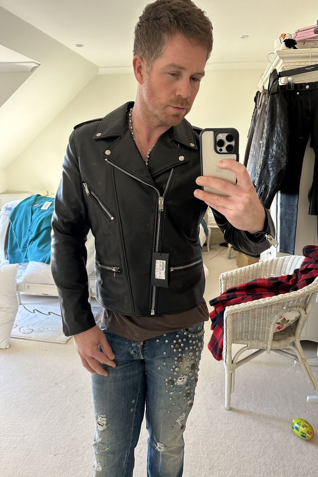 Saint Laurent Paris SS14 Saint Laurent leather biker jacket BNWT Hedi Slimane 52 Size US L / EU 52-54 / 3 - 5 Thumbnail