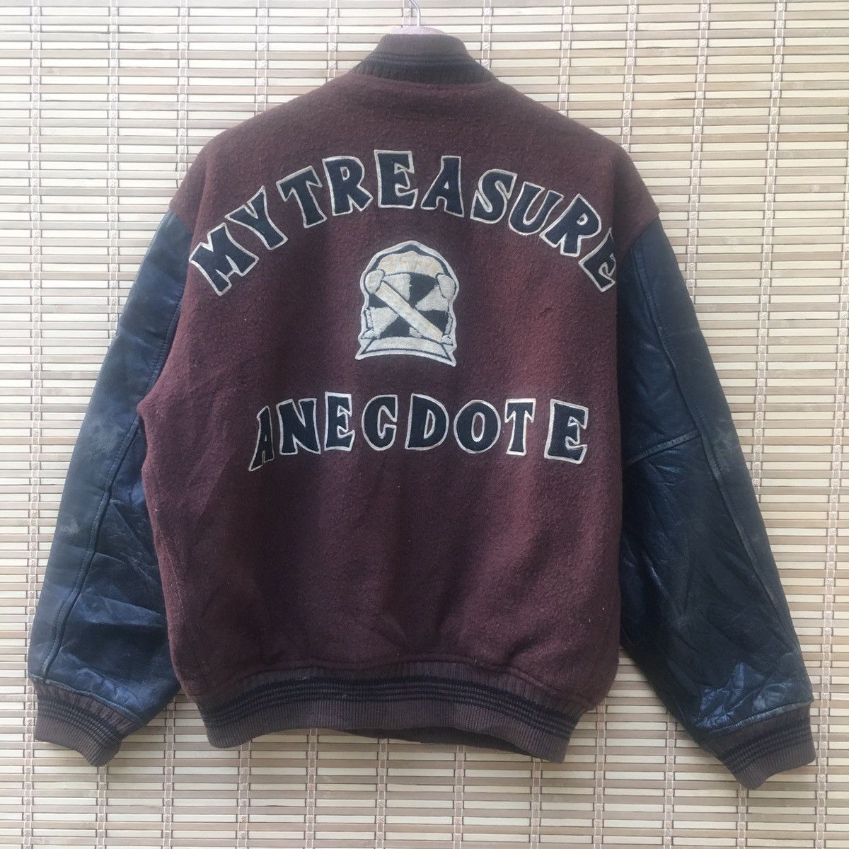 Sun Faded Baseball Leather Sleeve Bomber