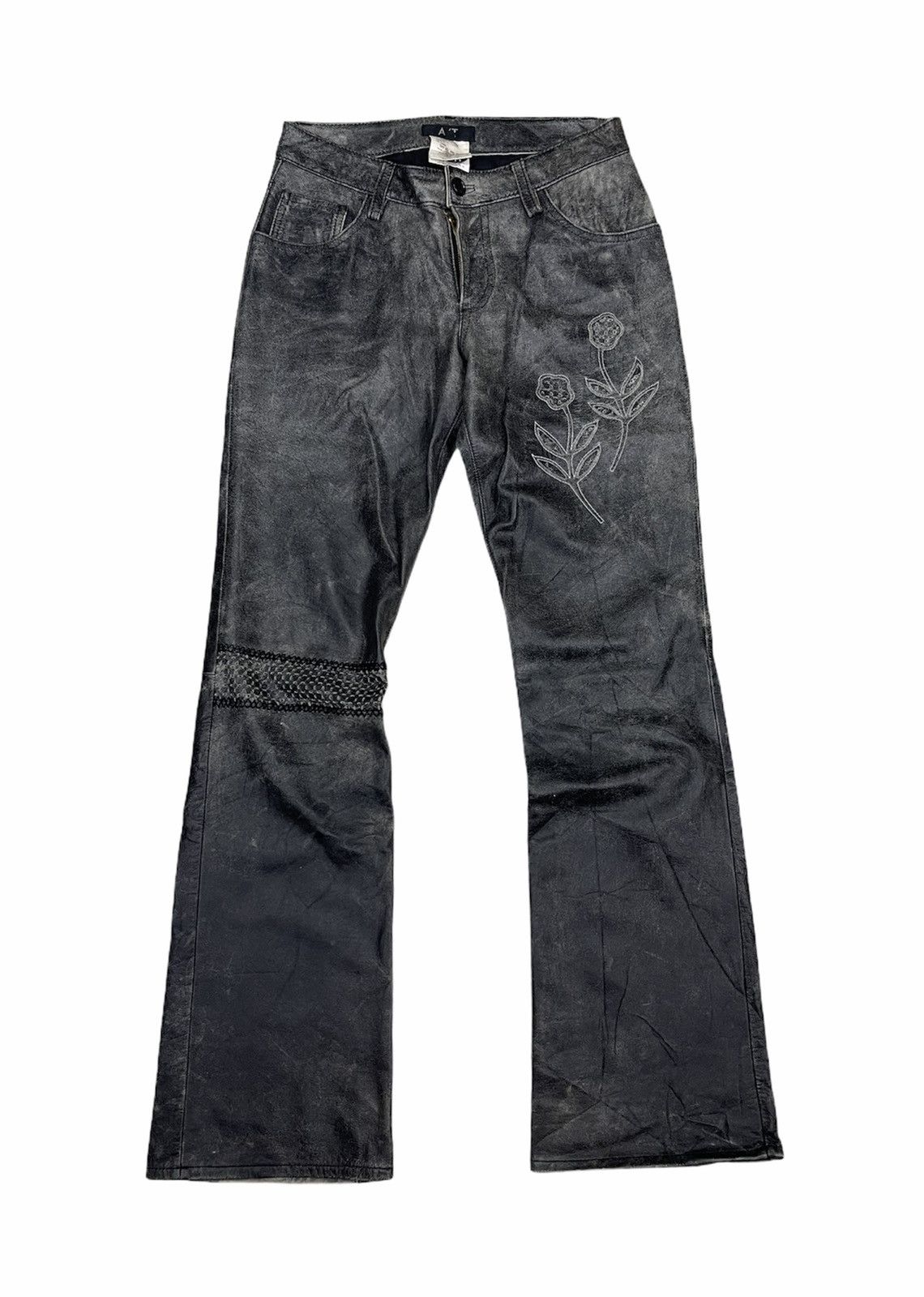 ATSURO TAYAMA COW HIDE LEATHER FLARE PANTS